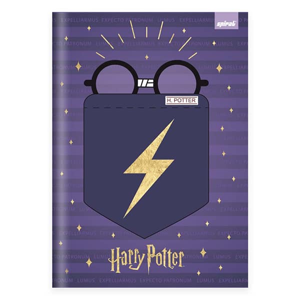 Caderno Universitário Capa Dura Brochura Costurado 80 Folhas Harry Potter Spiral - PT 1 UN