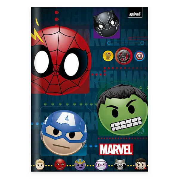 Caderno Universitário Capa Dura Brochura Costurado 80 Folhas Marvel Emoji Spiral - PT 1 UN