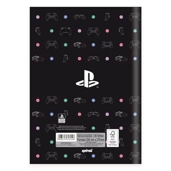Caderno Universitário, Capa dura, Brochura, Costurado, 80 Folhas, Playstation, 2513158, Spiral - PT 1 UN
