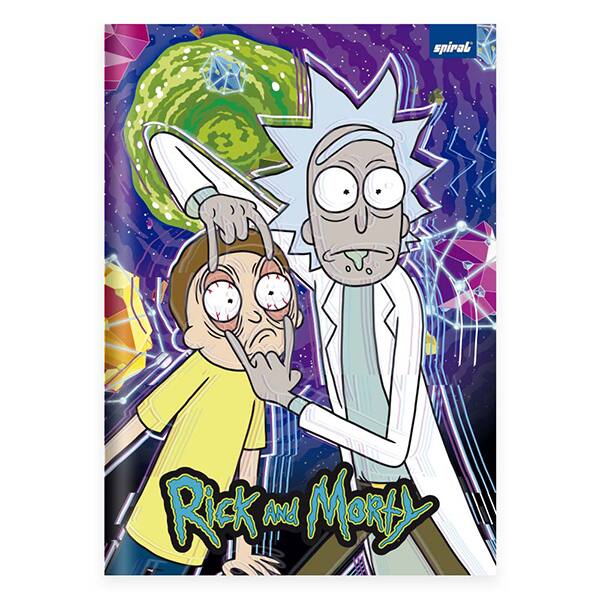 Caderno Universitário Capa Dura, 1 x 1, 80 Folhas, Rick & Morty, 2513455, Spiral Rem - PT 1 UN