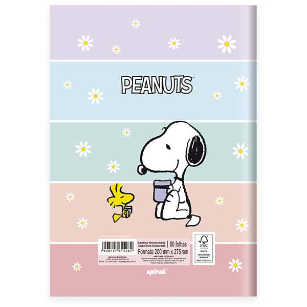 Caderno Universitário Capa Dura, 1 x 1, 80 Folhas, Snoopy, 2515282, Spiral Sno - PT 1 UN