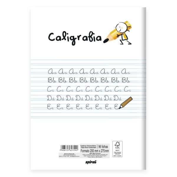 Caderno Universitário de Caligrafia Capa dura Costurado, 96 folhas, 2527292, Spiral - PT 1 UN