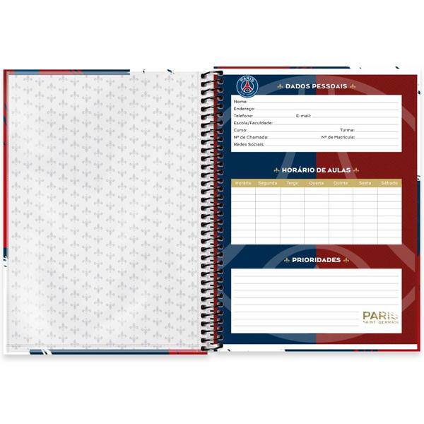 Caderno Universitário Capa Dura, 1 x 1, 80 Folhas, Paris Saint-Germain, 2512991, Spiral Psg - PT 1 UN