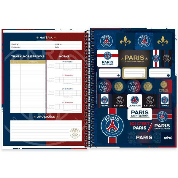 Caderno Universitário Capa Dura, 1 x 1, 80 Folhas, Paris Saint-Germain, 2512991, Spiral Psg - PT 1 UN