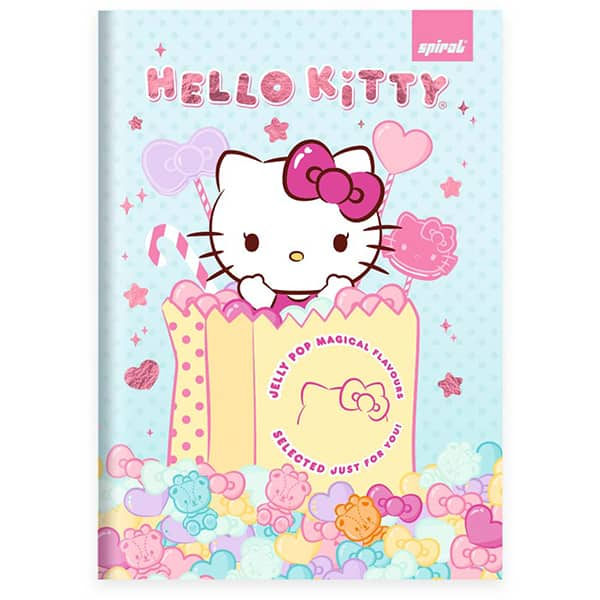 Caderno 1/4 costurado capa dura, 1 matéria, 80 folhas, Hello Kitty, 2513745, Spiral Hki - PT 1 UN