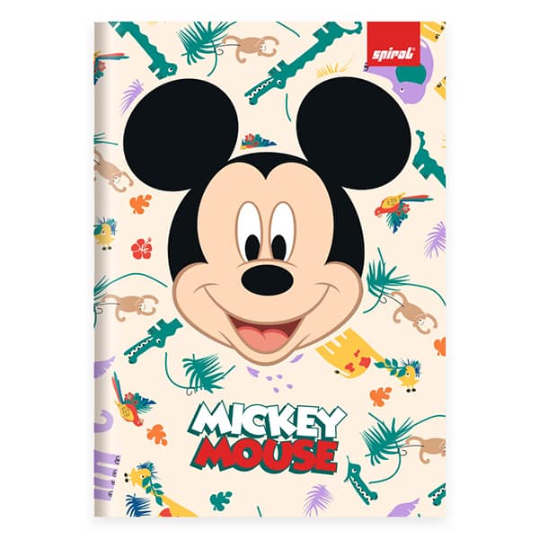 Caderno 1/4 costurado Capa Dura 1 matéria 80 Folhas Mickey Disney Clássico Spiral - PT 1 UN