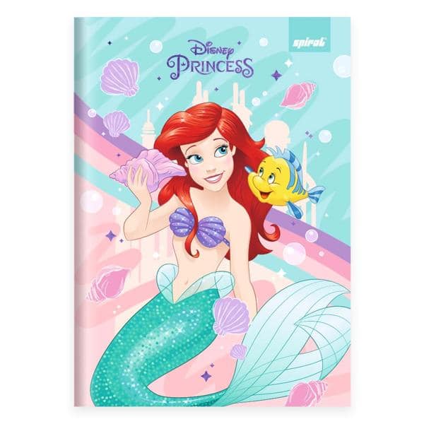 Caderno 1/4 C.D. costurado 80fls Princesas 2525175 Spiral Pn PT 1 UN