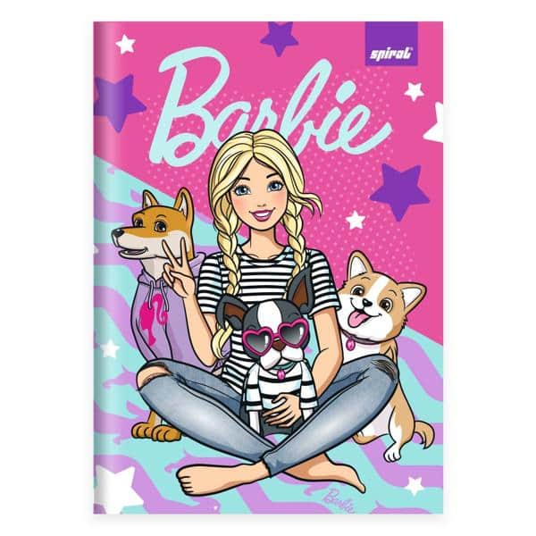 Caderno 1/4 C.D. costurado 80fls Barbie 2515527 Spiral Brb PT 1 UN