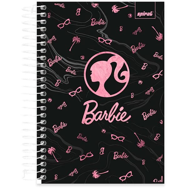 Caderno 1/4 Espiral Capa Dura 1 matéria 80 Folhas Barbie Mattel Spiral - PT 1 UN