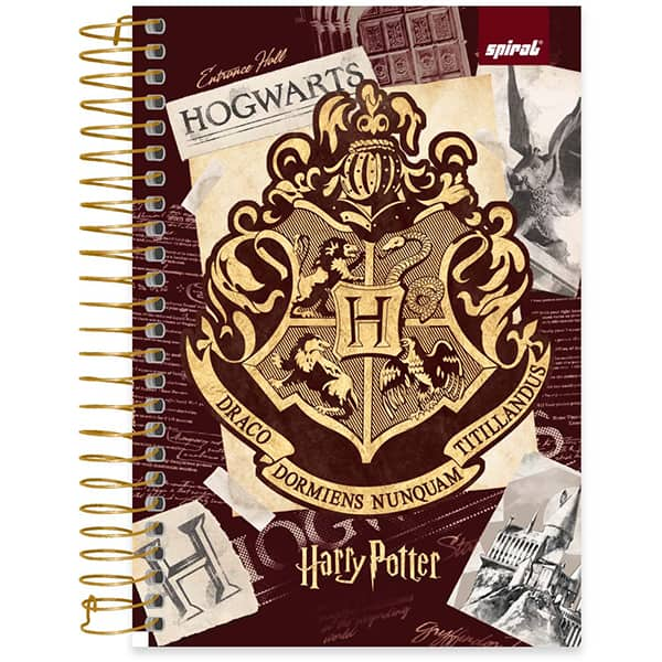 Caderno 1/4 espiral capa dura, 1 matéria, 80 folhas, Harry Potter, 2523904, Spiral Hpt - PT 1 UN