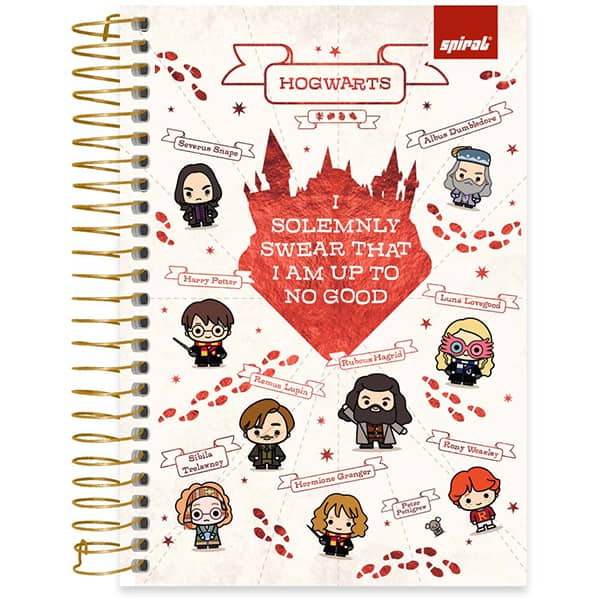 Caderno 1/4 espiral capa dura, 1 matéria, 80 folhas, Harry Potter Charms, 2513318, Spiral Hpc - PT 1 UN