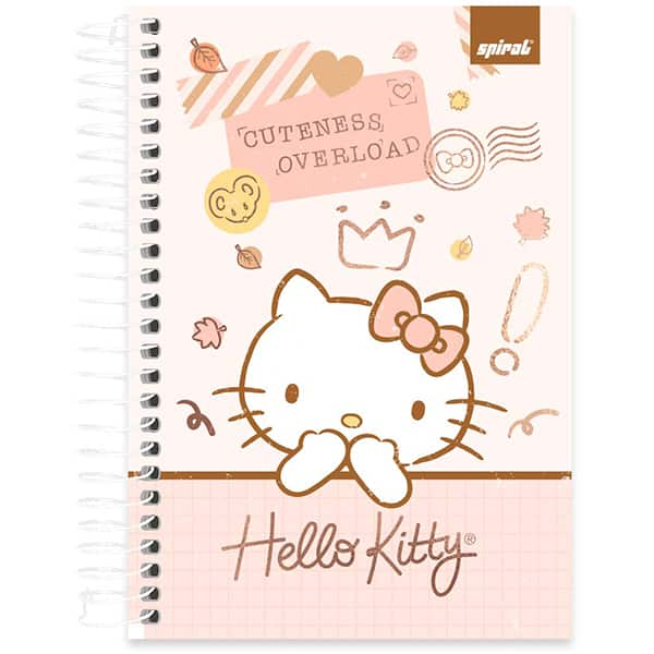 Caderno 1/4 espiral capa dura, 1 matéria, 80 folhas, Hello Kitty, 2513769, Spiral Hki - PT 1 UN