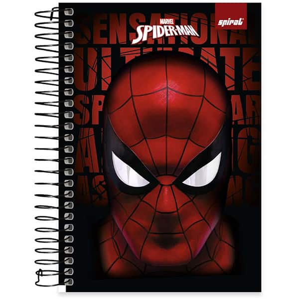 Caderno 1/4 espiral capa dura, 1 matéria, 80 folhas, Homem Aranha, 2525243, Spiral Mha - PT 1 UN