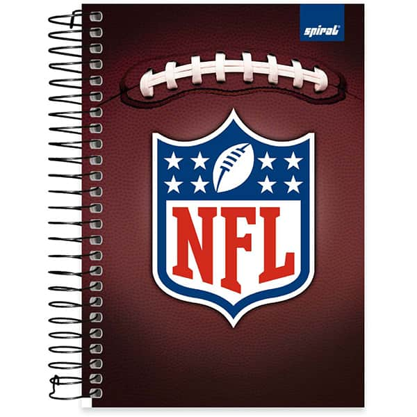 Caderno 1/4 espiral capa dura, 1 matéria, 80 folhas, NFL, 2523928, Spiral NFL - PT 1 UN