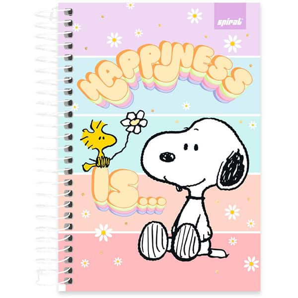 Caderno 1/4 espiral capa dura, 1 matéria, 80 folhas, Snoopy, 2515336, Spiral Sno - PT 1 UN