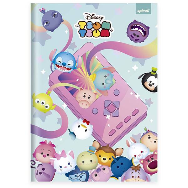 Caderno Universitário Capa Dura Brochura Costurado 80 Folhas Tsum Tsum Spiral - PT 1 UN