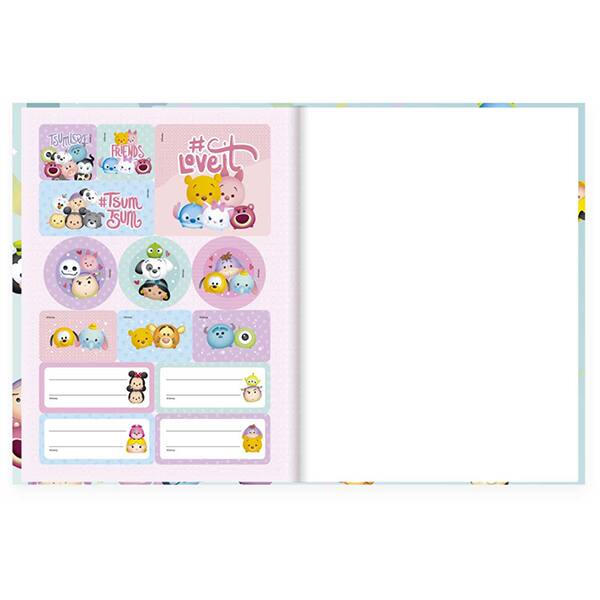 Caderno Universitário Capa Dura Brochura Costurado 80 Folhas Tsum Tsum Spiral - PT 1 UN