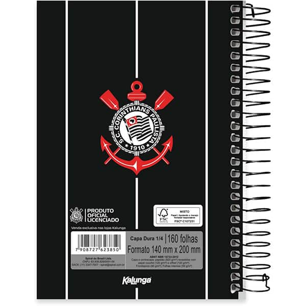 Caderno 1/4 espiral C.D. 160fls Corinth. 2523850 Spiral Sccp PT 1 UN