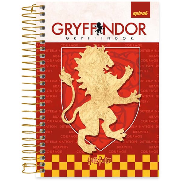 Caderno 1/4 espiral capa dura, 160 folhas, Harry Potter, Grifinória, 2523911, Spiral Hpt - PT 1 UN