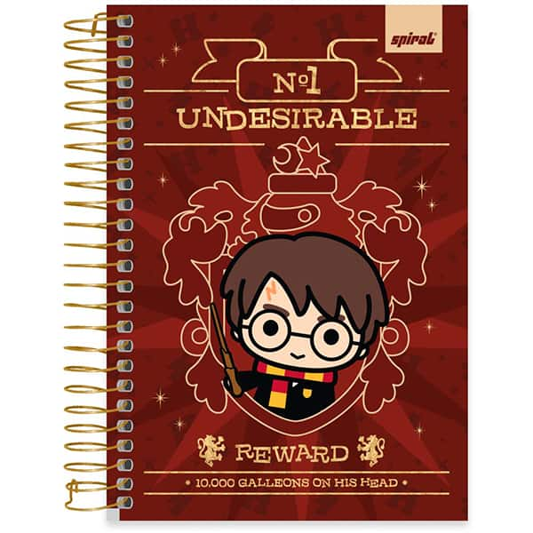 Caderno 1/4 espiral capa dura, 160 folhas, Harry Potter Charms, 2513325, Spiral Hpc - PT 1 UN