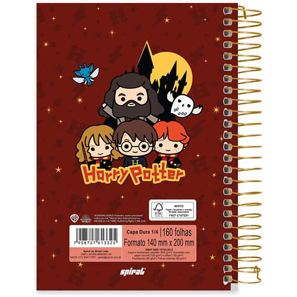 Caderno 1/4 espiral capa dura, 160 folhas, Harry Potter Charms, 2513325, Spiral Hpc - PT 1 UN