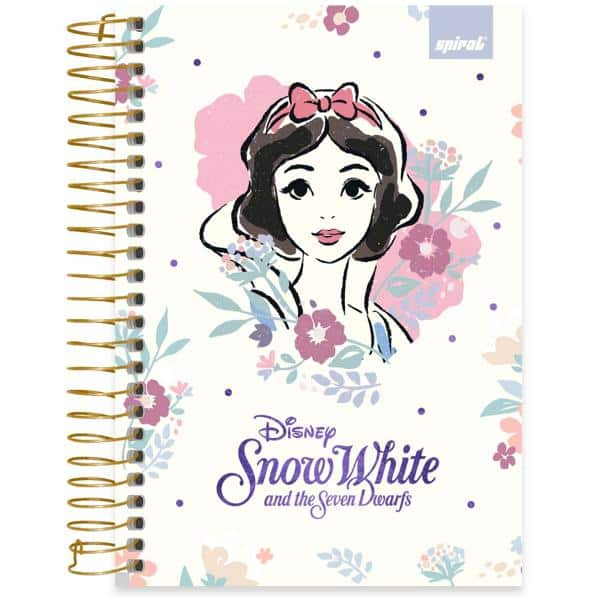 Caderno 1/4 espiral capa dura, 160 folhas, Princesas, Branca de Neve, 2525335, Spiral Pn - PT 1 UN