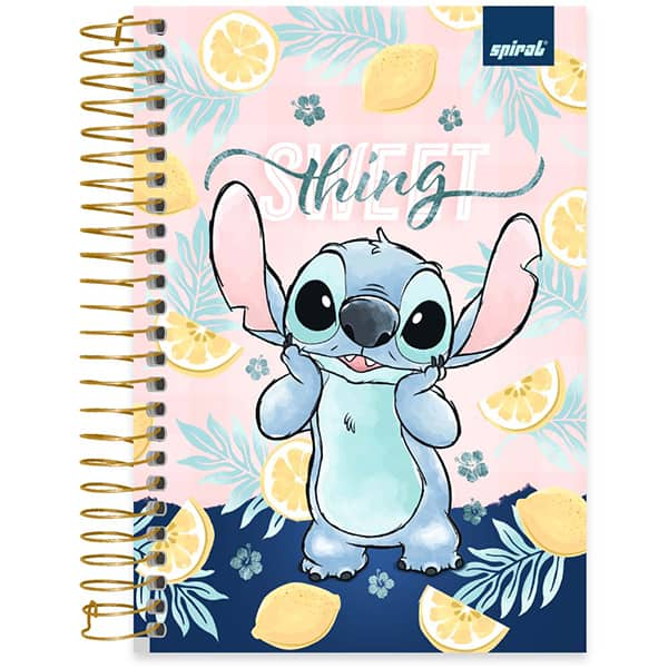 Caderno 1/4 espiral Capa Dura 160 Folhas Stitch Disney Spiral - PT 1 UN