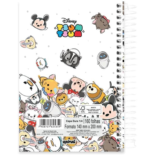 Caderno 1/4 espiral C.D. 160fls T. Tsum 2525359 Spiral Tsum PT 1 UN