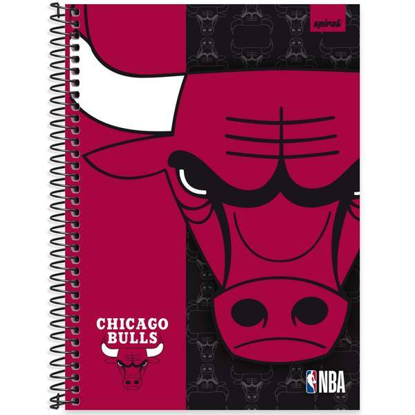 Caderno Universitário Capa Dura, 1 x 1, 80 Folhas, NBA, Chicago Bulls, 2524017, Spiral NBA - PT 1 UN