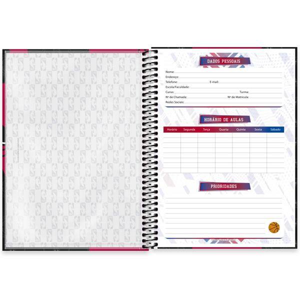 Caderno Universitário Capa Dura, 1 x 1, 80 Folhas, NBA, Chicago Bulls, 2524017, Spiral NBA - PT 1 UN