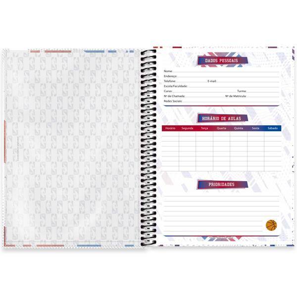 Caderno Universitário Capa Dura, 1 x 1, 80 Folhas, NBA, 2524024, Spiral NBA - PT 1 UN