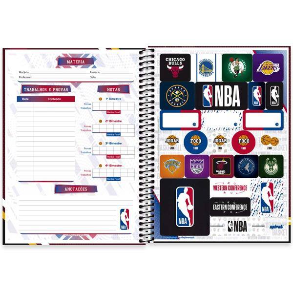 Caderno Universitário Capa Dura, 1 x 1, 80 Folhas, NBA, Miami Heat, 2524031, Spiral NBA - PT 1 UN