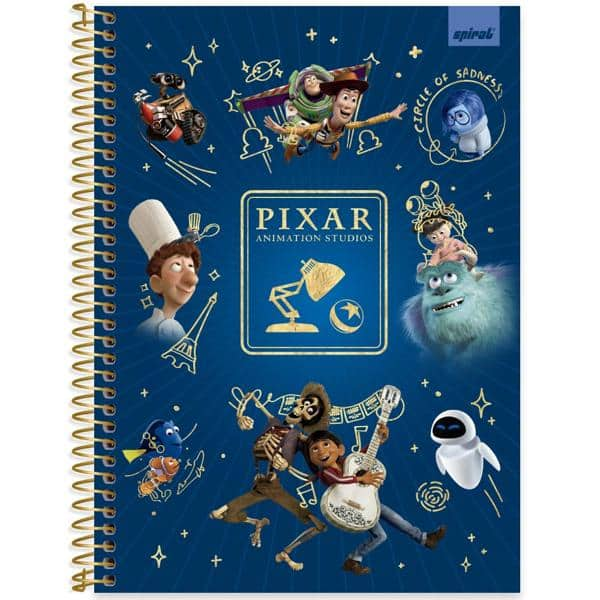 Caderno Universitário Capa Dura, 1 x 1, 80 Folhas, Pixar, 2524147, Spiral Px - PT 1 UN