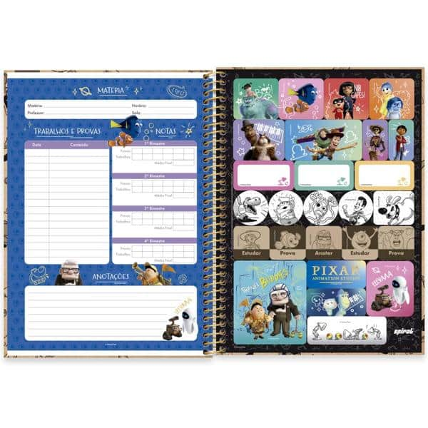 Caderno univ.capa dura 1x1 80fls Pixar 2524161 Spiral Px PT 1 UN