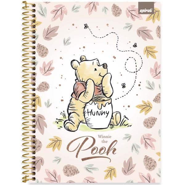 Caderno Universitário Capa Dura, 1 x 1, 80 Folhas, Pooh, 2524178, Spiral Pooh - PT 1 UN