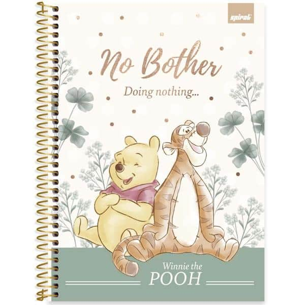 Caderno Universitário Capa Dura, 1 x 1, 80 Folhas, Pooh Disney, 2524437, Spiral Pooh - PT 1 UN