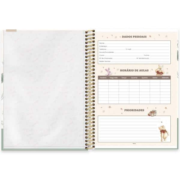 Caderno Universitário Capa Dura, 1 x 1, 80 Folhas, Pooh Disney, 2524437, Spiral Pooh - PT 1 UN