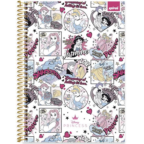 Caderno Universitário Capa Dura, 1 x 1, 80 Folhas, Princesas, 2524468, Spiral Pn - PT 1 UN