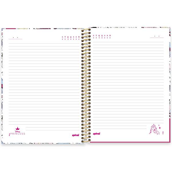 Caderno Universitário Capa Dura, 1 x 1, 80 Folhas, Princesas, 2524468, Spiral Pn - PT 1 UN