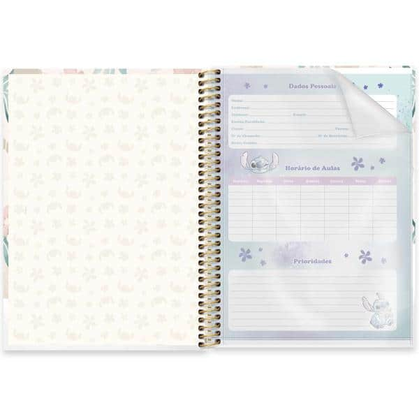 Caderno Universitário Capa Dura 1x1 80 Folhas Stitch Disney Spiral - PT 1 UN