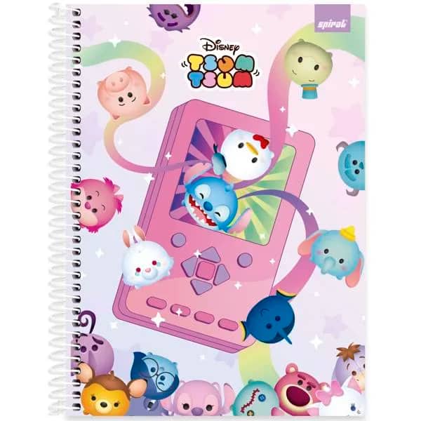 Caderno Universitário Capa Dura, 1 x 1, 80 Folhas, Disney Tsum Tsum, 2524499, Spiral Tsum - PT 1 UN
