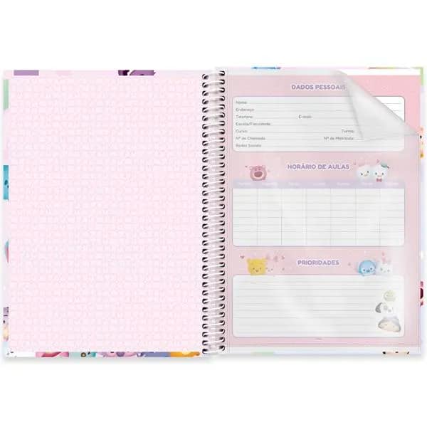 Caderno Universitário Capa Dura, 1 x 1, 80 Folhas, Disney Tsum Tsum, 2524499, Spiral Tsum - PT 1 UN