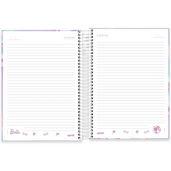 Caderno Universitário Capa Dura 10x1 160 Folhas Barbie Mattel Spiral - PT 1 UN