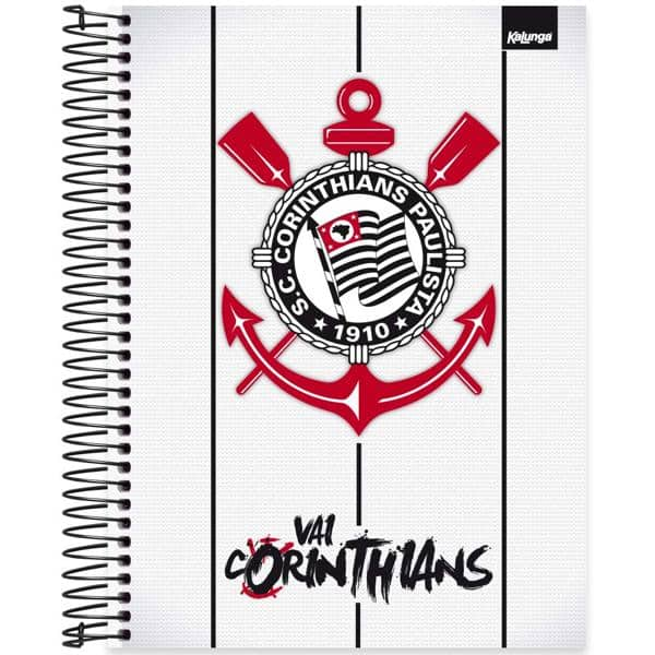 Caderno Universitário Capa Dura 10x1 160 Folhas Corinthians Spiral - PT 1 UN