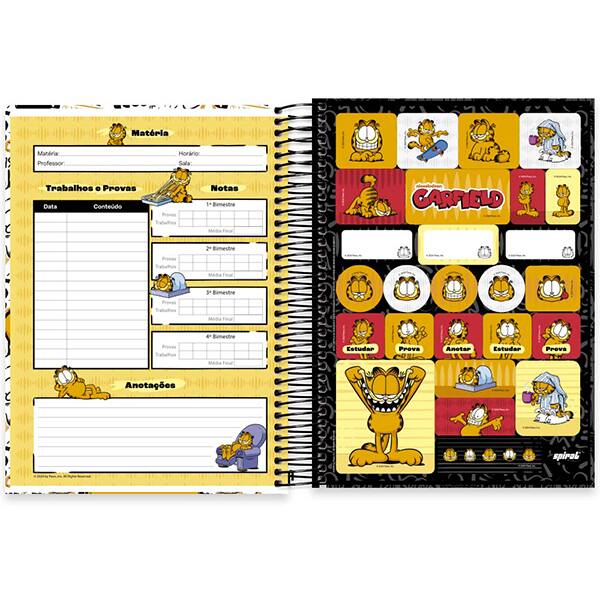 Caderno Universitário Capa Dura, 10 x 1, 160 Folhas, Garfield, 2515411, Spiral Gar - PT 1 UN