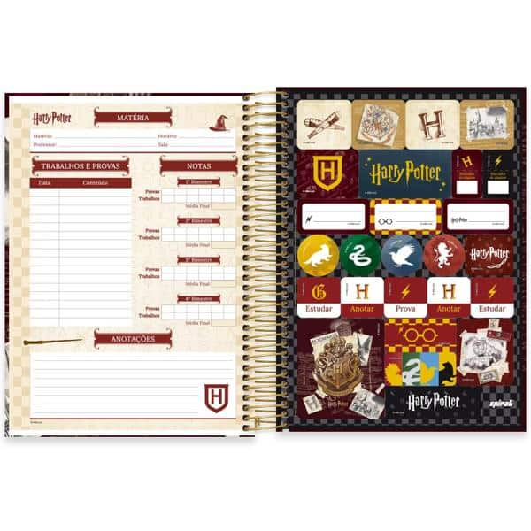 Caderno Universitário Capa Dura, 10 x 1, 160 Folhas, Harry Potter Hogwarts, 2519709, Spiral Hpt - PT 1 UN