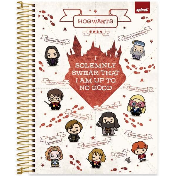 Caderno Universitário Capa Dura, 10 x 1, 160 Folhas, Harry Potter Charms, 2513240, Spiral Hpc - PT 1 UN