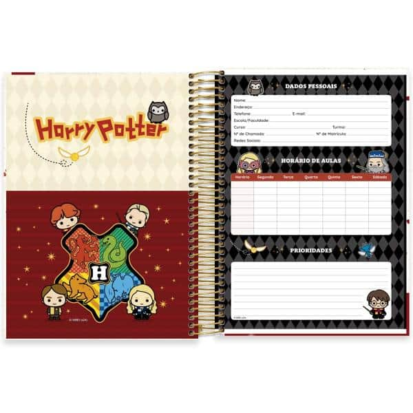 Caderno Universitário Capa Dura, 10 x 1, 160 Folhas, Harry Potter Charms, 2513240, Spiral Hpc - PT 1 UN