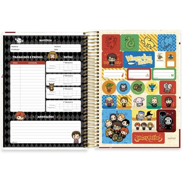 Caderno Universitário Capa Dura, 10 x 1, 160 Folhas, Harry Potter Charms, 2513240, Spiral Hpc - PT 1 UN