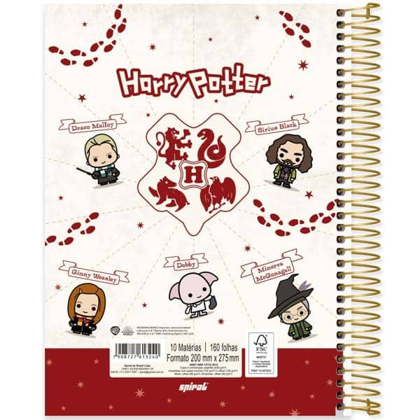 Caderno Universitário Capa Dura, 10 x 1, 160 Folhas, Harry Potter Charms, 2513240, Spiral Hpc - PT 1 UN